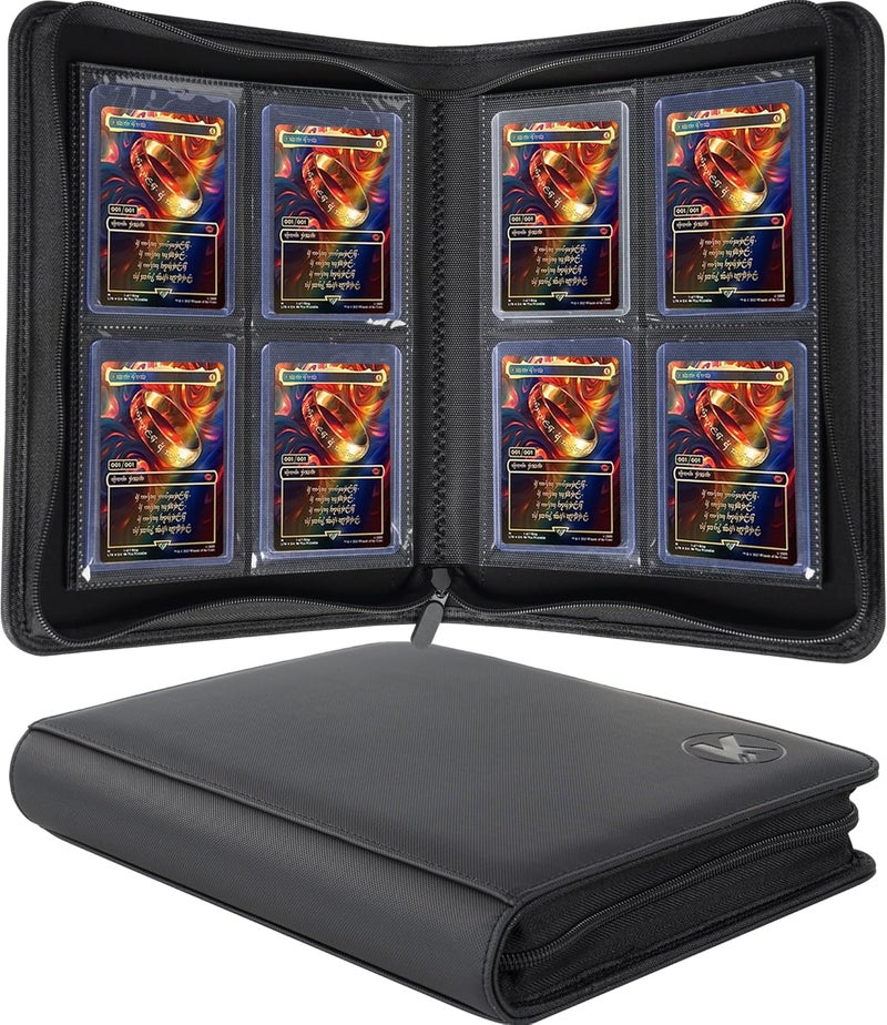 KUOOKING Toploader Binder, Holds 128+ Toploaders, 4 Pocket Top Loader Card Storage Case, Double-Sided Pockets for trading card in 3 x 4'' Toploaders - Image 1